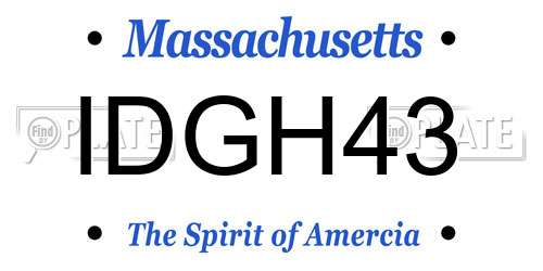 IDGH43 Massachusetts License Plate