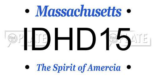 IDHD15 Massachusetts License Plate