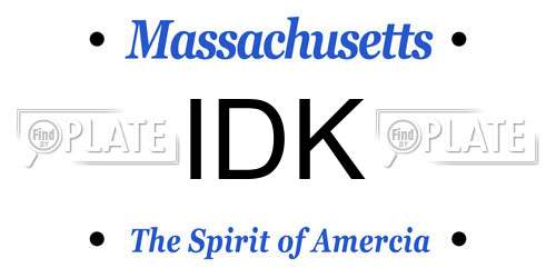 IDK Massachusetts License Plate