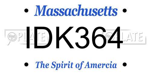 IDK364 Massachusetts License Plate