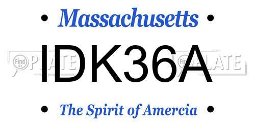 IDK36A Massachusetts License Plate