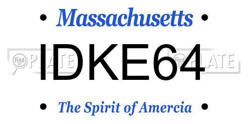 IDKE64 Massachusetts License Plate