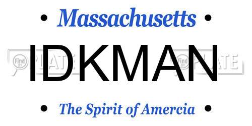 IDKMAN Massachusetts License Plate