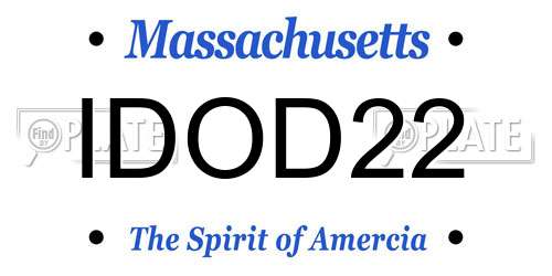 IDOD22 Massachusetts License Plate