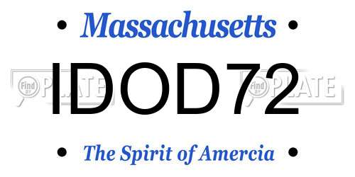 IDOD72 Massachusetts License Plate