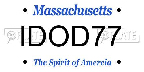 IDOD77 Massachusetts License Plate