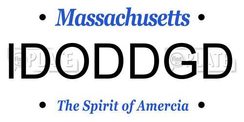 IDODDGD Massachusetts License Plate