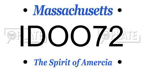 IDOO72 Massachusetts License Plate