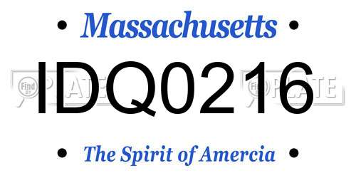 IDQ0216 Massachusetts License Plate
