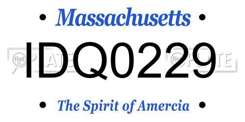 IDQ0229 Massachusetts License Plate