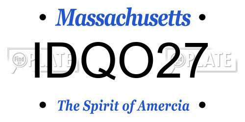 IDQO27 Massachusetts License Plate