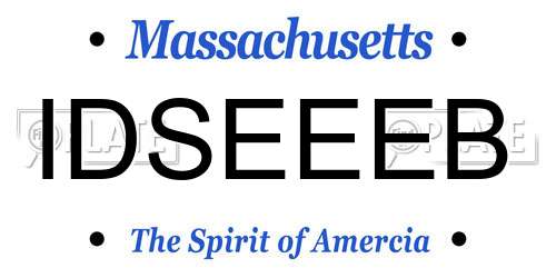 IDSEEEB Massachusetts License Plate