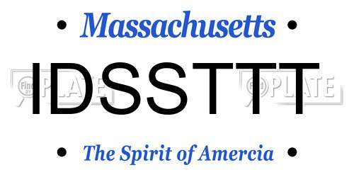 IDSSTTT Massachusetts License Plate