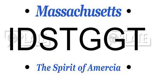 IDSTGGT Massachusetts License Plate