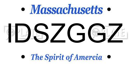 IDSZGGZ Massachusetts License Plate
