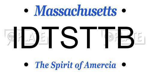 IDTSTTB Massachusetts License Plate