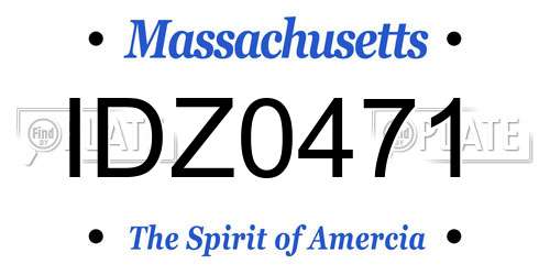 IDZ0471 Massachusetts License Plate