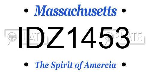 IDZ1453 Massachusetts License Plate