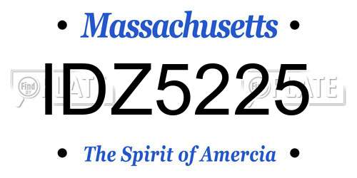 IDZ5225 Massachusetts License Plate