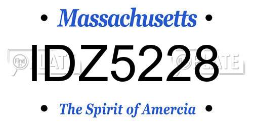 IDZ5228 Massachusetts License Plate