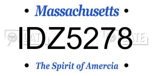 IDZ5278 Massachusetts License Plate