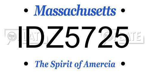 IDZ5725 Massachusetts License Plate
