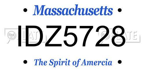 IDZ5728 Massachusetts License Plate