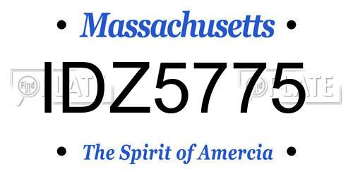 IDZ5775 Massachusetts License Plate