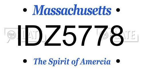 IDZ5778 Massachusetts License Plate