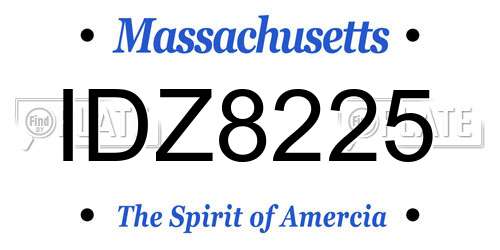 IDZ8225 Massachusetts License Plate