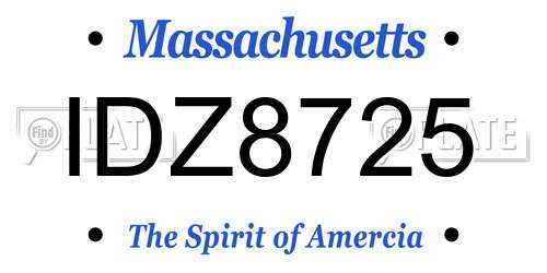 IDZ8725 Massachusetts License Plate