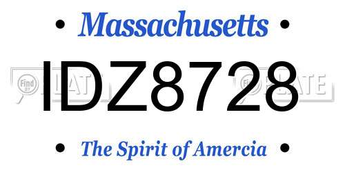 IDZ8728 Massachusetts License Plate