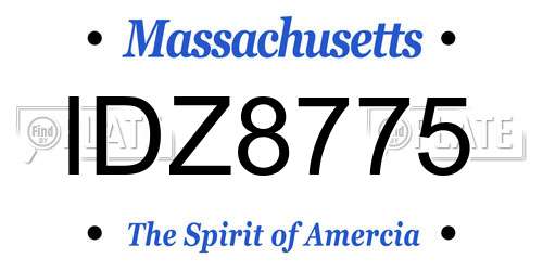 IDZ8775 Massachusetts License Plate