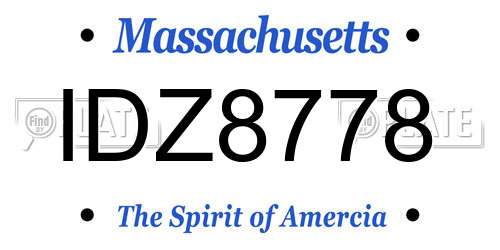 IDZ8778 Massachusetts License Plate