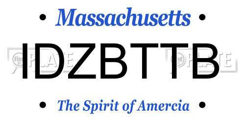 IDZBTTB Massachusetts License Plate