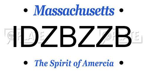 IDZBZZB Massachusetts License Plate