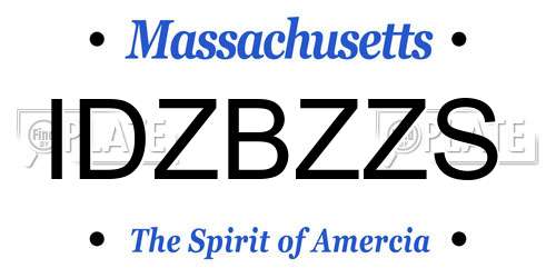 IDZBZZS Massachusetts License Plate