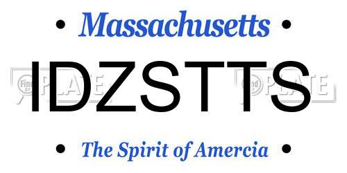 IDZSTTS Massachusetts License Plate