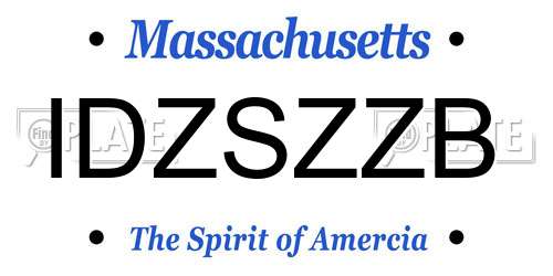 IDZSZZB Massachusetts License Plate