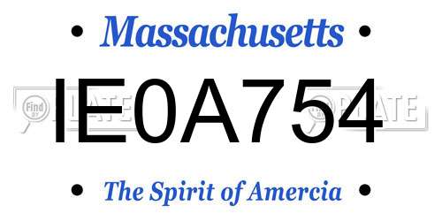 IE0A754 Massachusetts License Plate