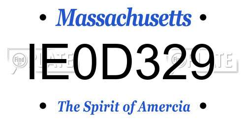 IE0D329 Massachusetts License Plate