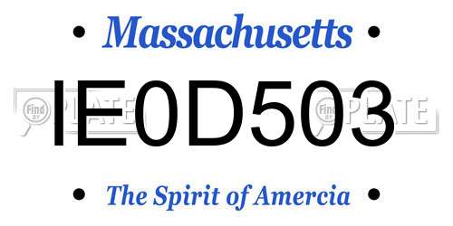 IE0D503 Massachusetts License Plate