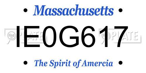 IE0G617 Massachusetts License Plate