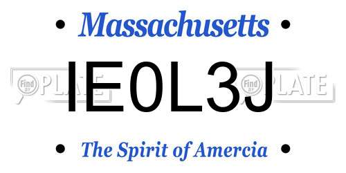 IE0L3J Massachusetts License Plate