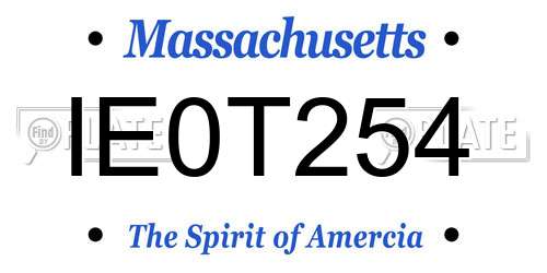 IE0T254 Massachusetts License Plate