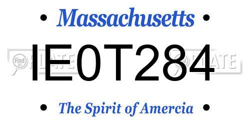 IE0T284 Massachusetts License Plate