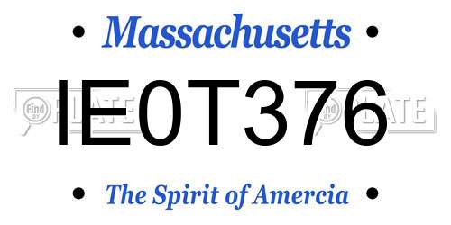 IE0T376 Massachusetts License Plate