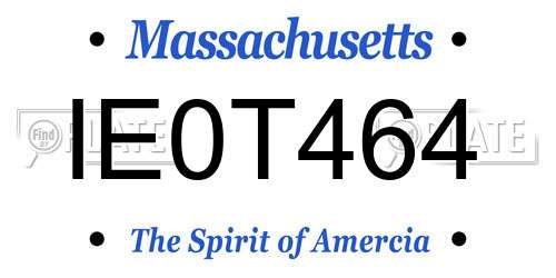 IE0T464 Massachusetts License Plate