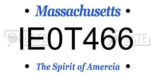IE0T466 Massachusetts License Plate