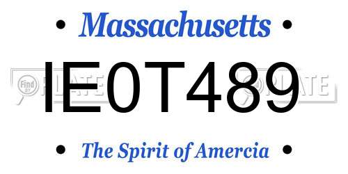IE0T489 Massachusetts License Plate